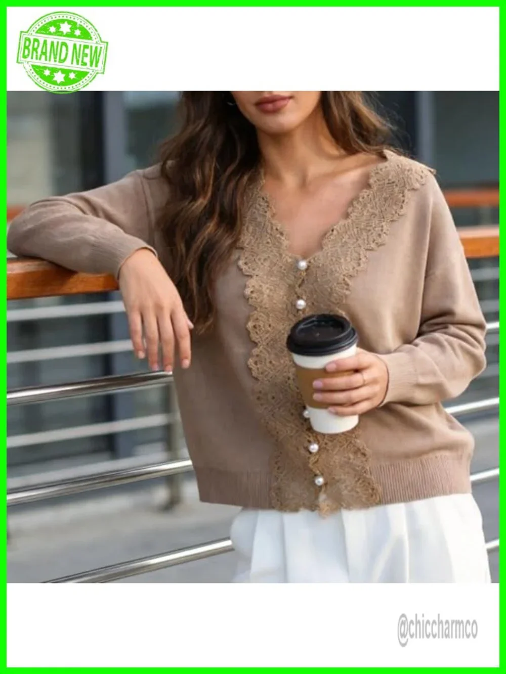 Knitted Lace Cardigan Button Down Bolero Shrug Scallop Trim Elegant Dressy